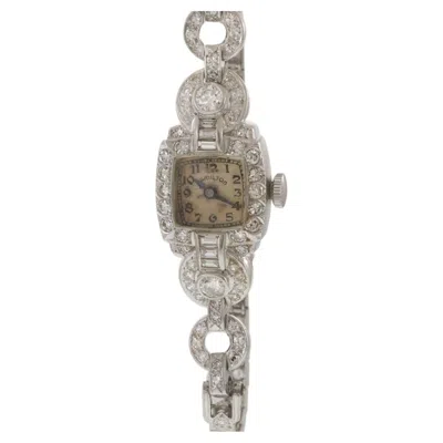 Pre-owned Hamilton Vintage Retro Era  Ladies Platinum & 3.50ct-tw Diamond Cocktail Watch In Multiple