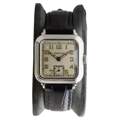 Pre-owned Hamilton White Gold Filled Art Deco Watch With "a.n To H.b" Engraved Circa 1920s