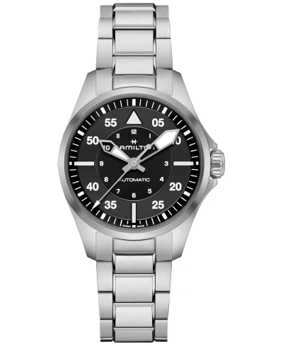 Hamilton Women's Swiss Automatic Khaki Aviation Stainless Steel Bracelet Watch 36mm In White