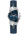 Hamilton Women's Swiss Chronograph Ventura Blue Textile Strap Watch 32x50mm In Blue