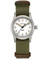 Hamilton Khaki Field Quartz 33mm White Dial Fabric Strap Women's Watch H69301910 In Green