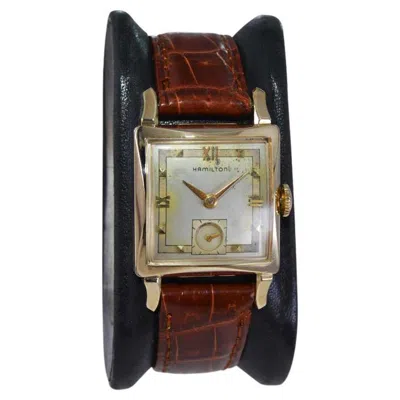 Pre-owned Hamilton Yellow Gold Filled Art Deco Tank Style Wristwatch, Circa 1950's