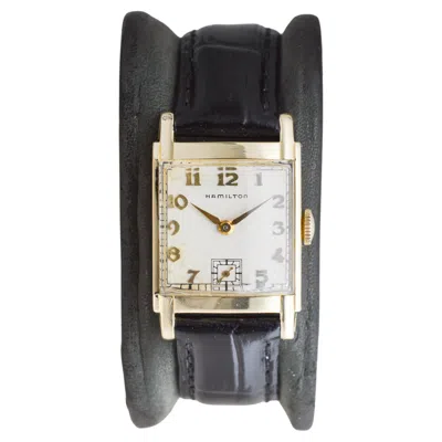 Pre-owned Hamilton Yellow Gold Filled Art Deco Tank Watch With Original Dial Early 40's