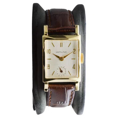 Pre-owned Hamilton Yellow Gold Filled Art Deco Watch Circa 1940's With Unique Dial