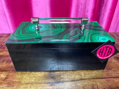 Hamlet Products Remote Box With Handle In Green Malachite/black Bottom