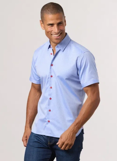 Hammer Made Antibes Short Sleeve Button Down Shirt In Blue