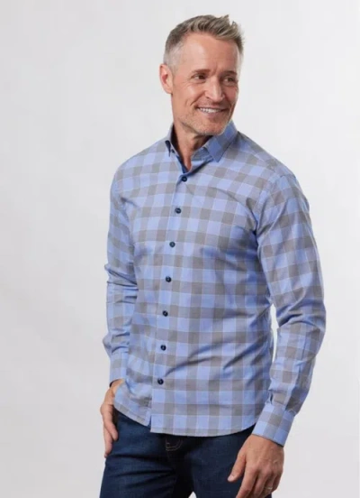 Hammer Made Sharkfin Tailored Fit Button Down Shirt In Blue