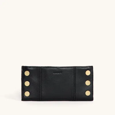Hammitt 110 North Black Brushed Gold Red Zip