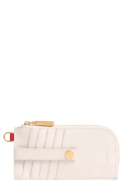 Hammitt 210 East Leather Card Case In Calla Lily White/brushed Gold