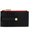 Hammitt 210 West Leather Cardholder In Black Brushed Gold Red Zip