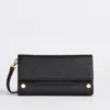 Hammitt Aj Crossbody Clutch Black Brushed Gold Red Zip