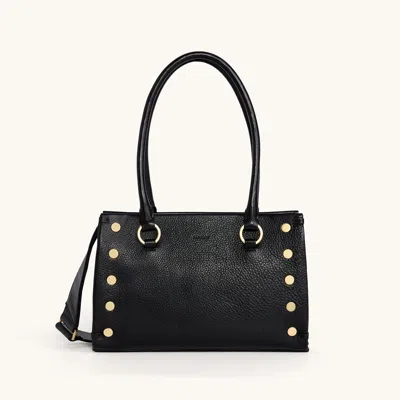 Hammitt Allen Black Brushed Gold Red Zip Med