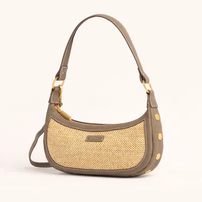 Hammitt Becker Pewter Raffia Brushed Gold Sml