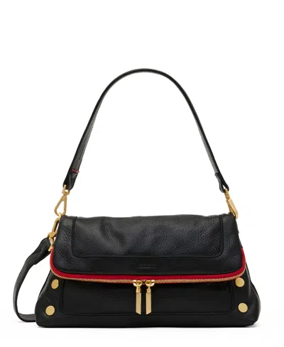 Hammitt Beverly Small Crossbody Bag In Black,brushed Gold Red Zip