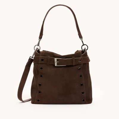 Hammitt Bryant Belted Suede Gunmetal Lrg