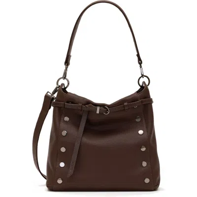 Hammitt Bryant Large Leather Hobo In Belted Espresso/gunmetal