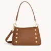 Hammitt Bryant Mahogany Pebble Brushed Gold Red Zip Med