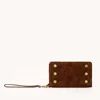 Hammitt Bryant Wallet Chocolate Diamond Suede Antique Gold Sml