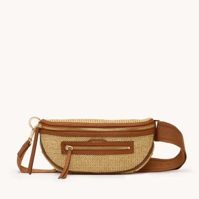 Hammitt Charles Crossbody Cocoa Raffia Gold Med