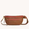 Hammitt Charles Crossbody Mahogany Pebble Brushed Gold Red Zip Lrg
