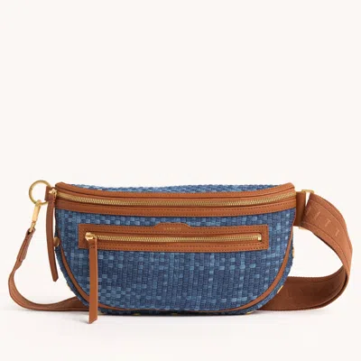 Hammitt Charles Crossbody Mosaic Denim Brushed Gold Lrg