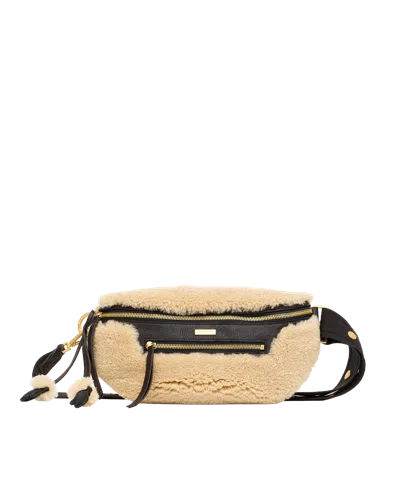 Hammitt Charles Crossbody Sundance Shearling Brushed Gold Med In Brown