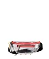 Hammitt Charles Leather Thermoplastic Polyurethane Belt Bag In Black Brushed Gold Red Zip