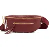 Hammitt Charles Crossbody Cherrywood Pebble Brushed Gold Med In Burgundy