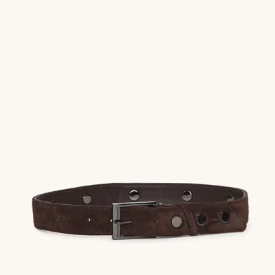 Hammitt Charlie Rev Riveted Espresso Suede Gunmetal Xl