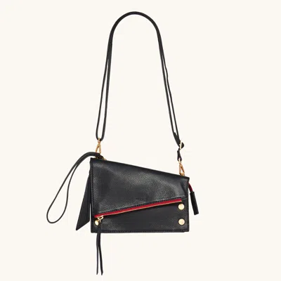 Hammitt Curtis Black Brushed Gold Red Zip