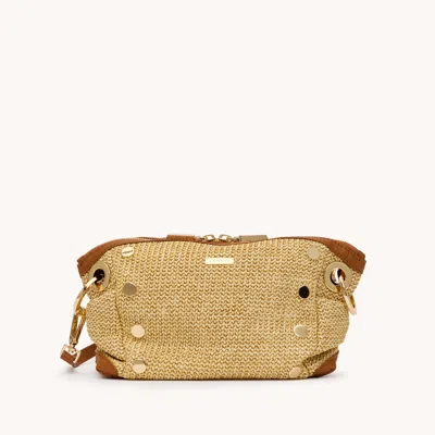 Hammitt Daniel Crossbody Clutch Cocoa Raffia Gold Sml