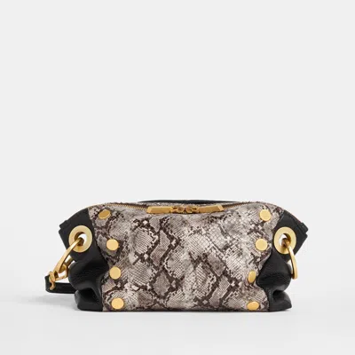 Hammitt Daniel Crossbody Clutch Contrast Snake Brushed Gold Sml