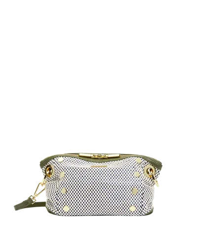 Hammitt Daniel Crossbody Clutch Meadow Weave Gold Sml In White