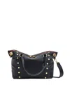 Hammitt Daniel Medium Leather Tote In Black Brushed Gold Red Zip