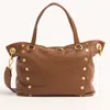 Hammitt Daniel Mahogany Pebble Brushed Gold Red Zip Lrg