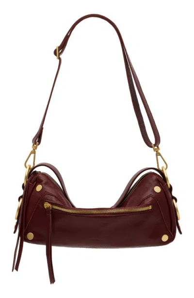 Hammitt Doxie Medium Leather Shoulder Bag In Cherrywood Pebble/brushed Gold