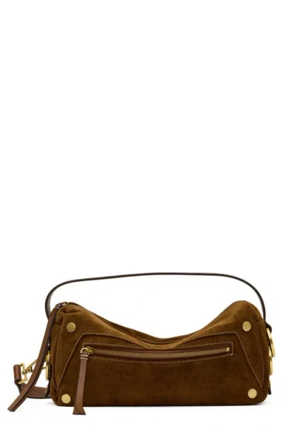 Hammitt Doxie Medium Suede Shoulder Bag In Cinnamon Suede/antique Gold