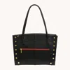Hammitt Elle Work Carry Black Brushed Gold Red Zip