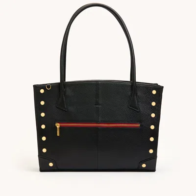 Hammitt Elle Work Carry Black Brushed Gold Red Zip In Brown