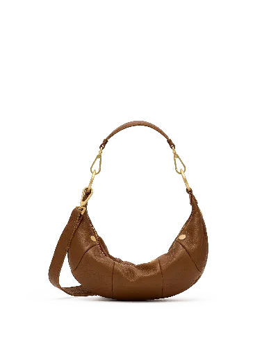Hammitt Erica Mahogany Pebble Brushed Gold Red Zip Sml In Brown