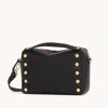 Hammitt Evan Crossbody Black Brushed Gold Red Zip Med