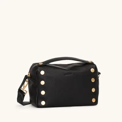 Hammitt Evan Crossbody Black Brushed Gold Red Zip Sml