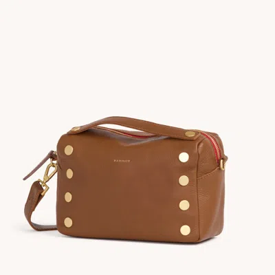 Hammitt Evan Crossbody Mahogany Pebble Brushed Gold Red Zip Sml