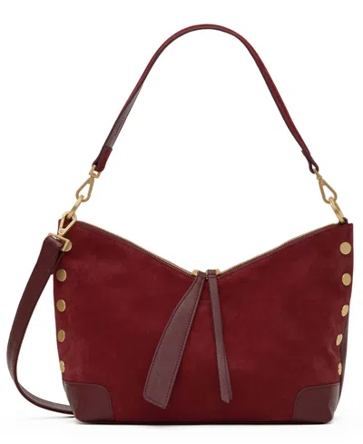 Hammitt Grace Medium Suede And Leather Shoulder Handbag In Cherrywood Suede,brushed Gold