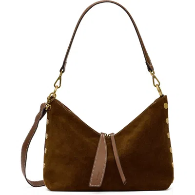 Hammitt Grace Medium Suede Shoulder Bag In Cinnamon Suede/antique Gold