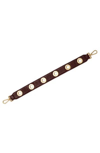 Hammitt Grommet Leather Bag Strap In Cherrywood Pebble/brushed Gold