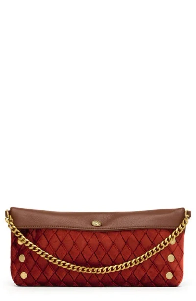 Hammitt Invitation Clutch Monarch Velvet Antique Gold In Red
