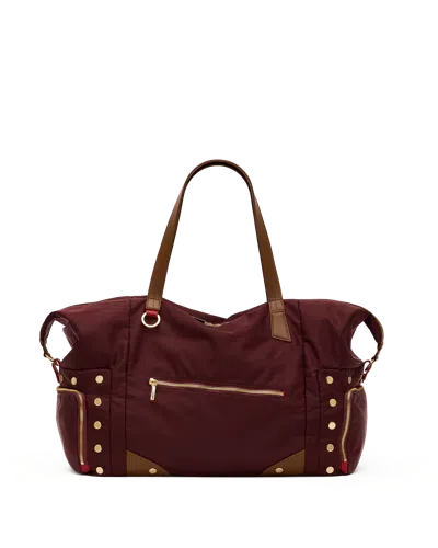 Hammitt Ivy Weekender Wine Nylon Gold