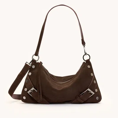 Hammitt Kyle Belted Suede Gunmetal Med