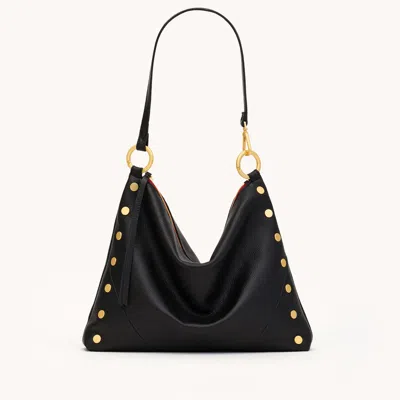 Hammitt Kyle Black Brushed Gold Red Zip Lrg